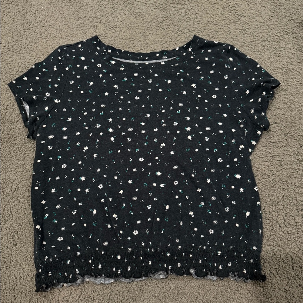 SO Black Floral Short Sleeve Tee